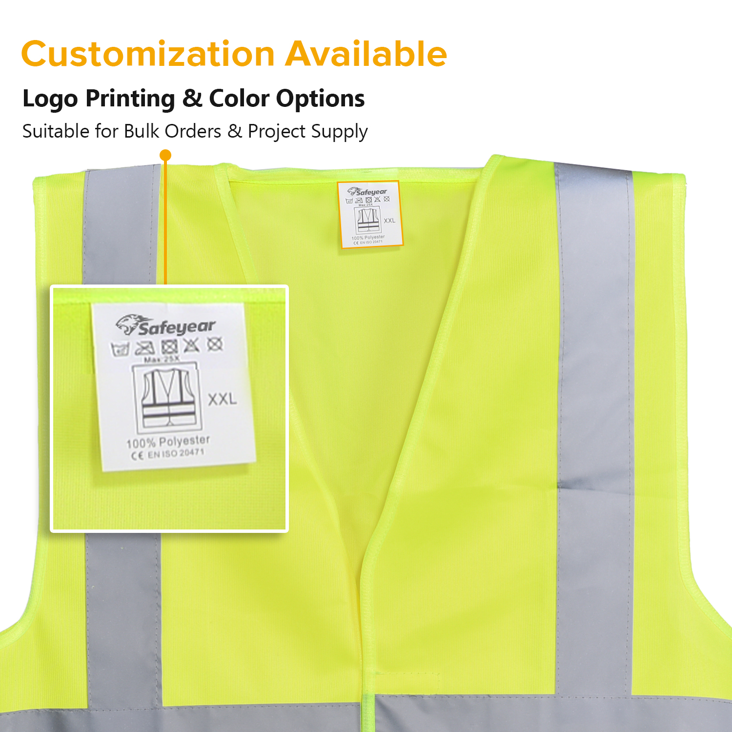 Chaleco reflectante de seguridad de alta visibilidad Amarillo y naranja | Chaleco de trabajo ligero EN ISO 20471