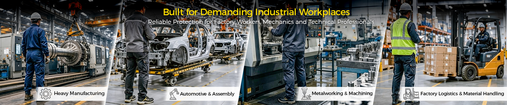 Fabricación de soluciones de calzado de seguridad con botas de trabajo Safetoe para trabajadores de fábricas, mecánicos y profesionales industriales en entornos automotrices, de producción y de mantenimiento.