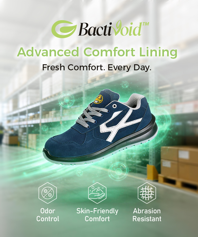 BactiVoid™ antibacterial technology for fresh and comfortable safety footwear