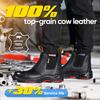 Botas de seguridad sin cordones de cuero negro con puntera compuesta y protección de Kevlar | M-8025NBK