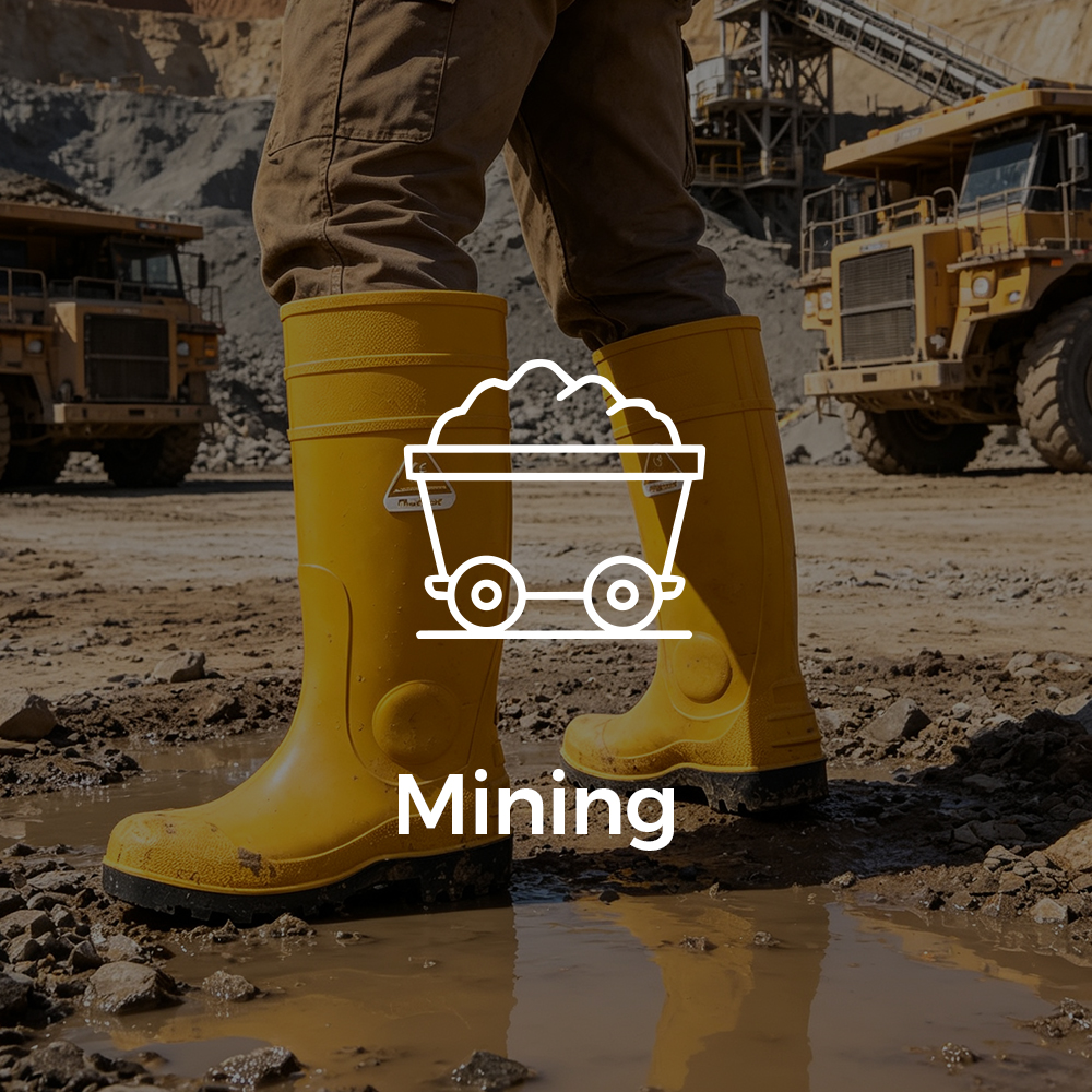 Botas de agua de seguridad W-6038 S5 para sitios de trabajo mineros con condiciones de suelo h&uacute;medo y fangoso