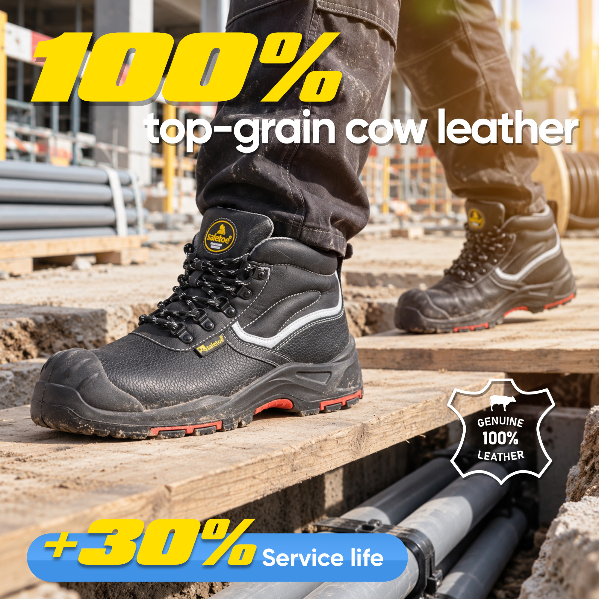 Zapatos de seguridad para construcción industrial con certificación Black Cow M-8520PRST SiteShield Max