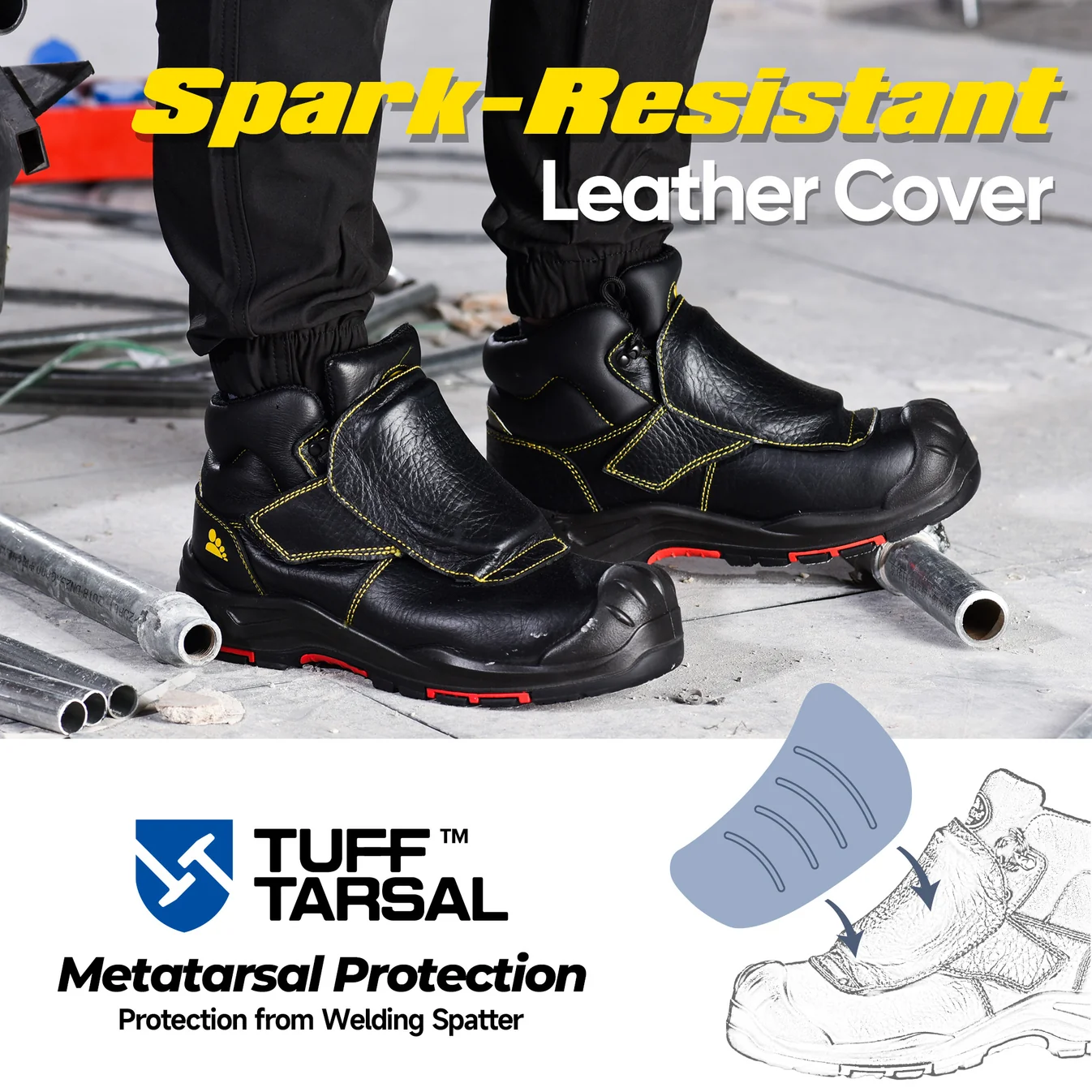 Botas de seguridad para soldadura con protección metatarsiana, punta compuesta | M-8387MP