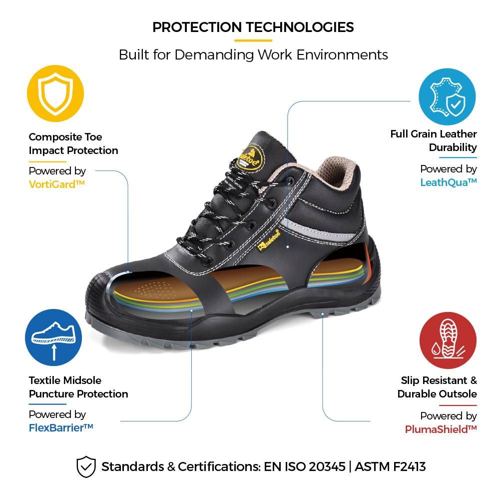 Safetoe Zapatos de seguridad M-8371 S3 con puntera compuesta y entresuela resistente a pinchazos 