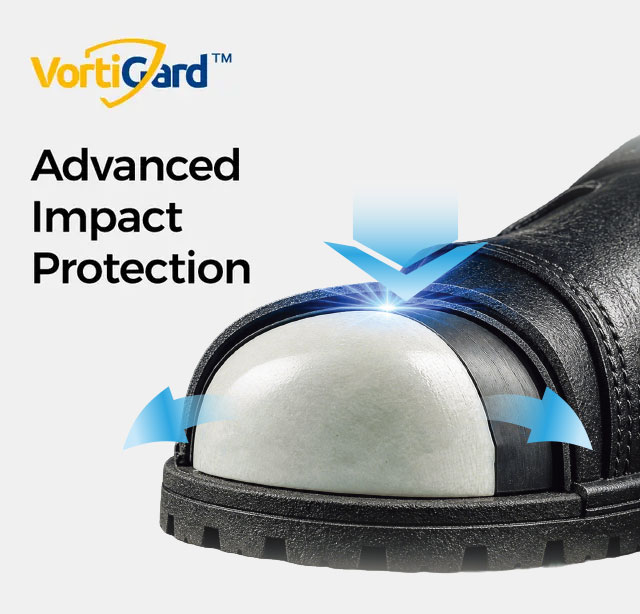 Tecnolog&iacute;a de protecci&oacute;n contra impactos con puntera compuesta VortiGard™ para botas de seguridad Safetoe