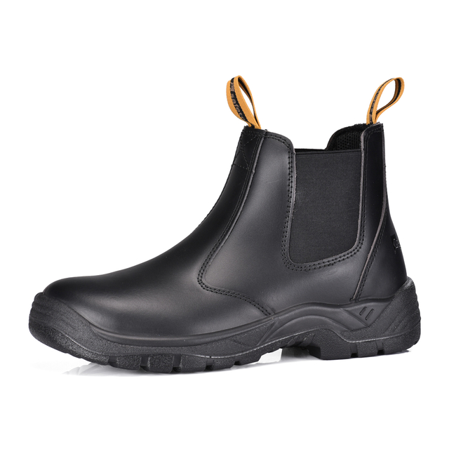 Botas de trabajo de seguridad sin cordones negras con punta de acero | M-8025 SiteShieldPro