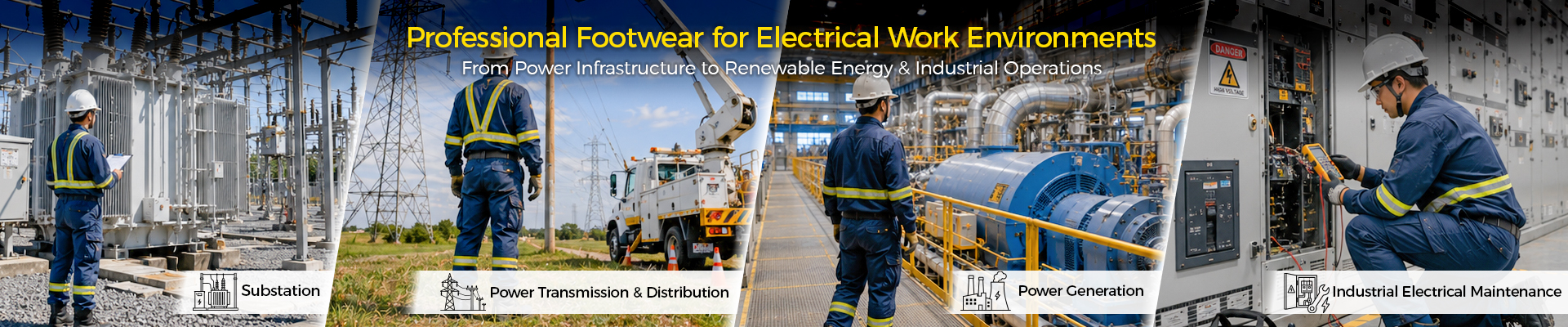Botas de seguridad con clasificación EH para trabajadores de servicios públicos, mantenimiento eléctrico, distribución de energía y aplicaciones de energía renovable.