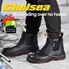 Botas de seguridad sin cordones de cuero negro con puntera compuesta y protección de Kevlar | M-8025NBK