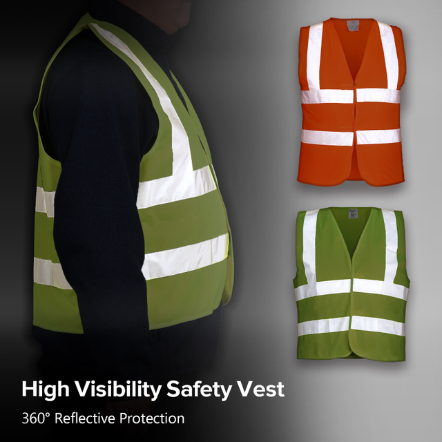 Chaleco reflectante de seguridad de alta visibilidad Amarillo y naranja | Chaleco de trabajo ligero EN ISO 20471